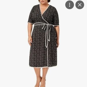 Fox & Royal Women's Plus Size Short Sleeve Midi Wrap Waist Dress 2X